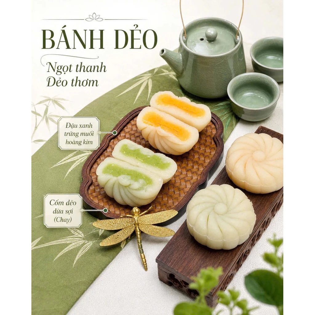 Bánh trung thu healthy ít ngọt 150gr, dùng đường tảo và mật hoa dừa, bánh trung thu thuần chay - Bộ quà tặng