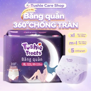 Tushie Treats Băng vệ sinh dạng quần Phù hợp cho người có cân nặng từ 40KG-98KG,1 gói 5 miếng Thoải mái khi mặc