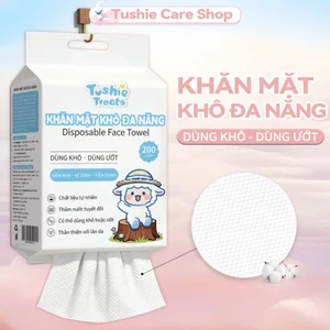 Tushie Treats 200 rút khăn mặt khô nhiều cách sử dụng, chất liệu mềm mại, thiết kế treo tường, vệ sinh, dễ sử dụng
