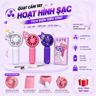 Quạt Cầm Tay, Để Bàn Mini VUASI Kèm Sạc USB- Quạt Tích Điện Mini Có Thể Điều Chỉnh Tốc Độ Gió