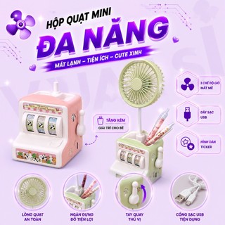 Quạt Cầm Tay, Để Bàn Mini VUASI Kèm Sạc USB- Quạt Tích Điện Mini Có Thể Điều Chỉnh Tốc Độ Gió