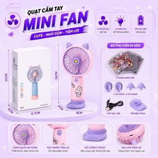 Quạt Cầm Tay, Để Bàn Mini VUASI Kèm Sạc USB- Quạt Tích Điện Mini Có Thể Điều Chỉnh Tốc Độ Gió