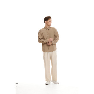 Áo Sơ Mi Nam Linen Đũi Dài Tay Form Relaxed Fit Suông Mát, Nhẹ, Mùa Hè