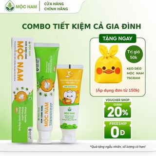 [Combo răng sạch cả gia đình] Kem đánh răng người lớn và trẻ em nuốt được thảo dược Mộc Nam