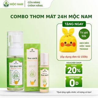 Combo thơm mát 24h Mộc Nam - Bộ đôi xịt khử mùi & son nách ngăn tiết mồ hôi, khử mùi hiệu quả