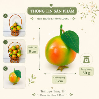 Trái Lựu Giả Cao Cấp Trang Trí | Trái Cây Giả Nhựa Foam Giống Thật Decor Quán Cà Phê Khách Sạn
