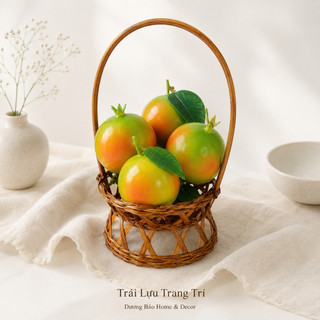 Trái Lựu Giả Cao Cấp Trang Trí | Trái Cây Giả Nhựa Foam Giống Thật Decor Quán Cà Phê Khách Sạn