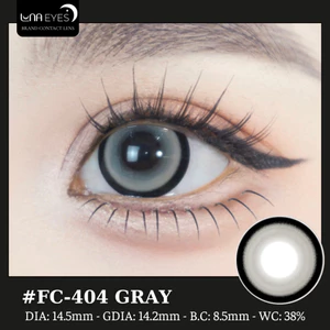 Lens mắt FC-404 Gray màu xám mắt mèo, viền đen bản to, size to - thương hiệu LUNA EYES