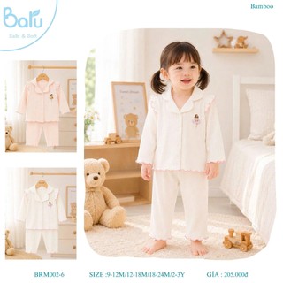 BRM002-6 Bộ pijama bé gái dài tay quần dài