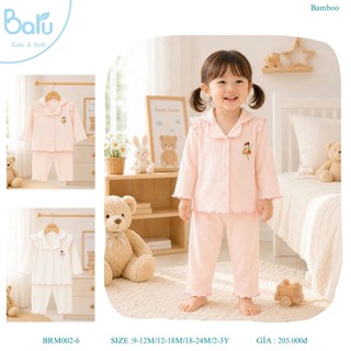 BRM002-6 Bộ pijama bé gái dài tay quần dài
