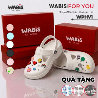 [Tặng Charm + Móc Khóa Chính Hãng] Dép Sục Màu Kem WABIS Platform Happiness V1 Đế Cao 3cm Chống Trơn Chống Trượt[WPH-V1]