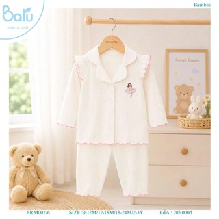 BRM002-6 Bộ pijama bé gái dài tay quần dài