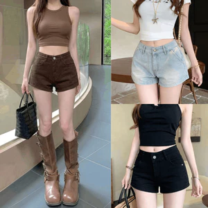 Quần Short Jean Nữ Cạp Trễ Xanh Xám Lưng Cao Form Ngắn Quần Sooc Bò Nữ BASIC Style Năng Động Cá Tính MIAA