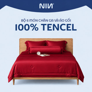 [TENCEL 80S 100%] Fullset Bộ 6 Món Drap, Áo Gối, Mền Chần Tencel NIN FLORENCE 2026 | Màu Trơn | Mát Lạnh, Mềm Mại