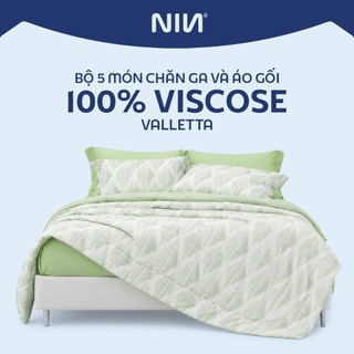 Bộ 5 Món Drap, Áo Gối Và Mền Viscose  NIN Valletta | Nhiều Kích Thước | Chất Liệu Tự Nhiên, Mềm Mát
