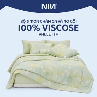 [MÁT LẠNH] Bộ Drap, Mền Chần, Áo Gối NIN Valletta | Nhiều Kích Thước | 100% Viscose Mát Lạnh Mềm Mịn