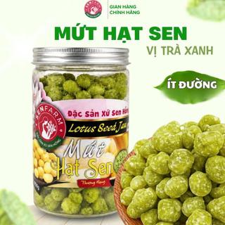 Mứt hạt sen ít đường vị trà xanh matcha Senfarm