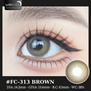 Lens mắt FC-313 Brown màu nâu vàng filter nổi bật, có viền, size vừa - brand LUNA EYES