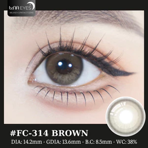Lens mắt FC-314 Brown màu nâu tự nhiên, viền nhạt, size vừa - thương hiệu LUNA EYES
