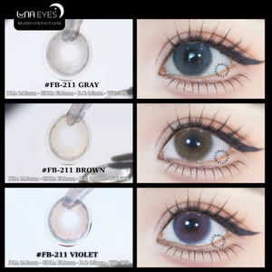 Lens mắt FB-211 Gray màu xám trơn, viền nhạt tự nhiên, size vừa - thương hiệu LUNA EYES