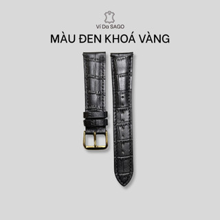 (BVCS01-độn phom) Dây đồng hồ da bò thật dập vân cá sấu cao cấp giá rẻ -đủ size 18-20-22 mm _ thương hiệu Ví da SAGO