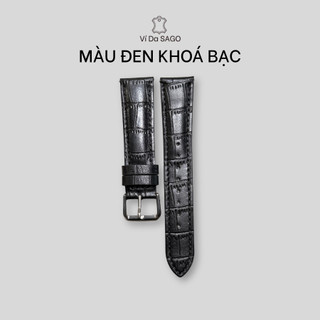 (BVCS01-độn phom) Dây đồng hồ da bò thật dập vân cá sấu cao cấp giá rẻ -đủ size 18-20-22 mm _ thương hiệu Ví da SAGO