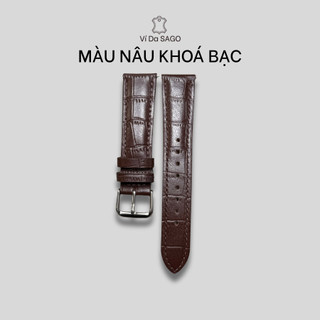 (BVCS01-độn phom) Dây đồng hồ da bò thật dập vân cá sấu cao cấp giá rẻ -đủ size 18-20-22 mm _ thương hiệu Ví da SAGO