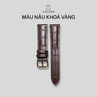 (BVCS01-độn phom) Dây đồng hồ da bò thật dập vân cá sấu cao cấp giá rẻ -đủ size 18-20-22 mm _ thương hiệu Ví da SAGO