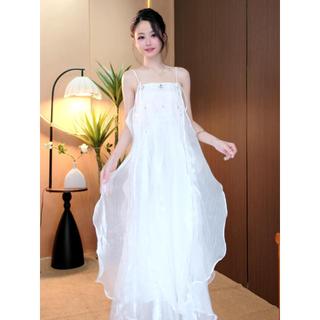 Đầm - Váy Voan Hoa Tơ Form Dài Bồng Xòe Phối Lưới Phong Cách Sang Trọng Tiểu Thư Trẻ Trung D200
