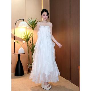 Đầm - Váy Voan Hoa Tơ Form Dài Bồng Xòe Phối Lưới Phong Cách Sang Trọng Tiểu Thư Trẻ Trung D200