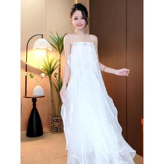 Đầm - Váy Voan Hoa Tơ Form Dài Bồng Xòe Phối Lưới Phong Cách Sang Trọng Tiểu Thư Trẻ Trung D200