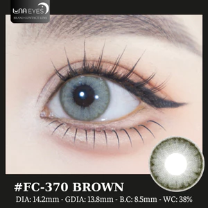 Lens mắt FC-370 Brown màu nâu rêu nổi bật, có viền, size vừa - thương hiệu LUNA EYES