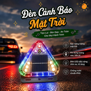 Đèn hậu cảnh báo năng lượng mặt trời cho xe oto, xe tải – hình tam giác cảm biến ánh sáng an toàn ban đêm HomieTech