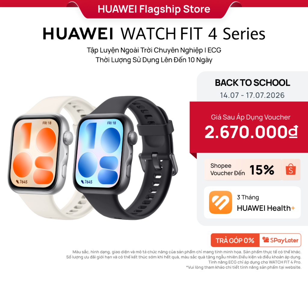 Đồng Hồ Thông Minh HUAWEI WATCH FIT 4 Series | Mỏng Nhẹ | Thể Thao & Sức Khỏe | Lên Đến 10 Ngày Sử Dụng| ECG*