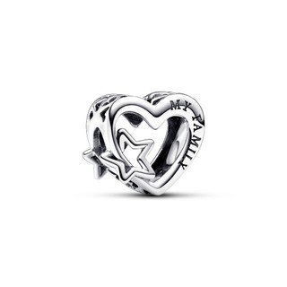 Charm Pandora Moments Bạc Hình Trái Tim Họa Tiết Ngôi Sao - Openwork Family Heart & Star Charm