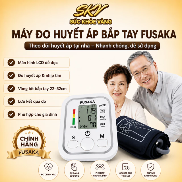 Máy đo huyết áp bắp tay FUSAKA chính hãng, Cho kết quả chuẩn xác nhanh chóng, máy đo huyết áp mini, huyết áp
