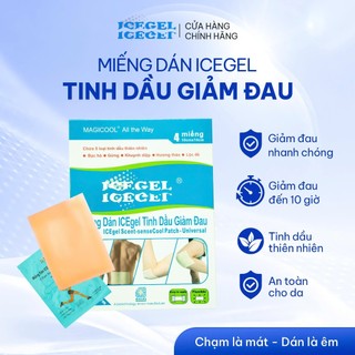 Miếng Dán ICEgel Tinh Dầu Giảm Đau Đa Vùng Hộp 4 Miếng, Mát Lạnh Tự Nhiên Giảm Đau Nhanh Chóng