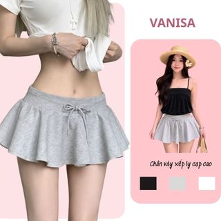 Váy ngắn nữ chất nỉ form xoè có quần bảo hộ cạp chun rút dây 3 màu VANISA CV46