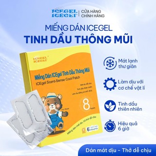 Miếng Dán ICEgel Tinh Dầu Thông Mũi Hộp 6 Miếng, Giảm Nhanh Khó Chịu Mũi Cho Bé Trên 3 Tuổi & Người Lớn