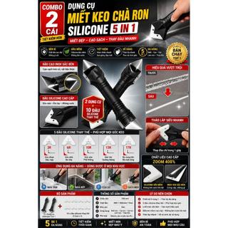 COMBO 2 DỤNG CỤ MIẾT KEO SILICONE 5 IN 1 KÈM 10 ĐẦU THAY THẾ | DỤNG CỤ CẠO KEO CHÀ RON GẠCH ĐA NĂNG
