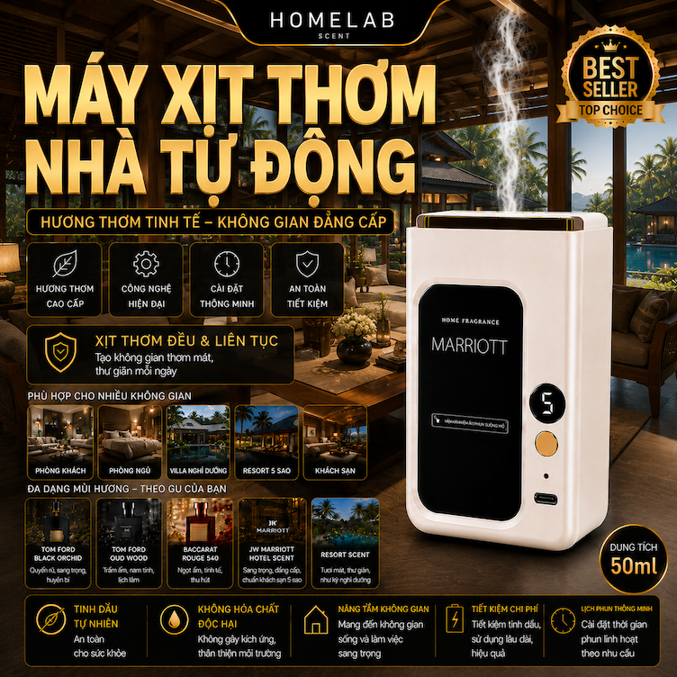 Xịt THƠM KS JW MARRIOTT 5 SAO -Mùi hương sang cao cấp - Phù hợp phòng S<20m2.