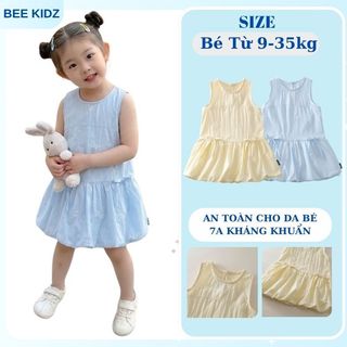 Váy Cho Bé Gái, Váy Sát Nách Suông Phối Chân Váy Bí Hot Trend Họa Tiết Nơ Nổi Bật Chất Cotton 2 Lớp