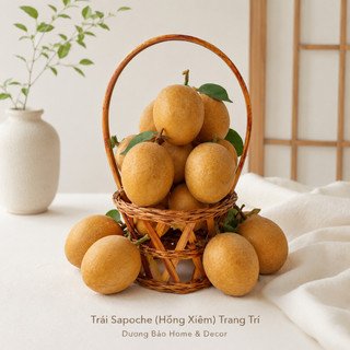 Trái Saboche Giả (Trái Hồng Xiêm) Cao Cấp Trang Trí | Trái Cây Giả Nhựa Foam Giống Thật Decor Quán Cà Phê Khách Sạn