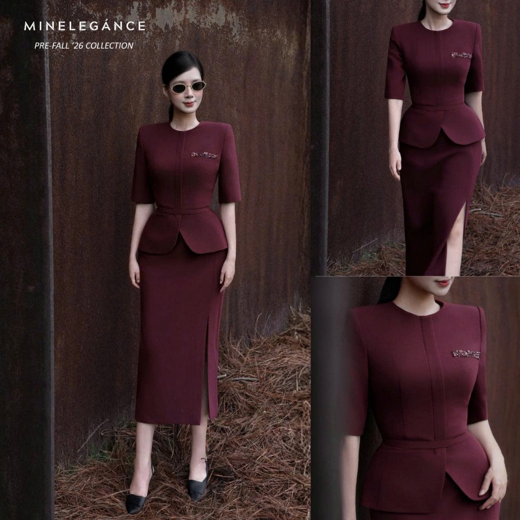MINELEGÁNCE | SET ÁO VEST & CHÂN VÁY BÚT CHÌ THANH LỊCH, SANG TRỌNG - MIN185