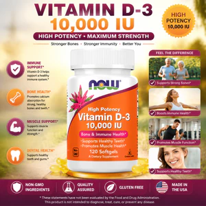 Now Vitamin D3 2000 IU 120 softgels/Now Vitamin D3 10000 IU 120 softgels