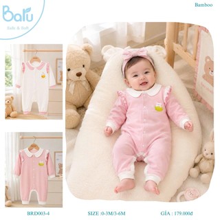 Bộ body cài giữa bé gái dài tay BRBD003-4