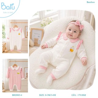Bộ body cài giữa bé gái dài tay BRBD003-4