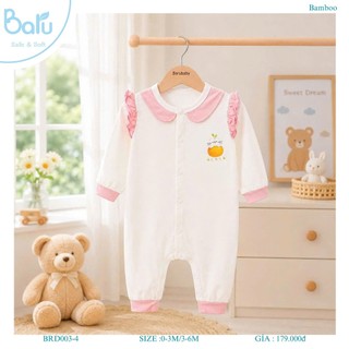 Bộ body cài giữa bé gái dài tay BRBD003-4