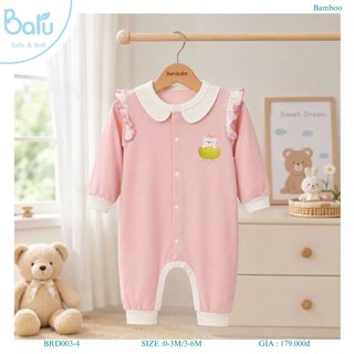 Bộ body cài giữa bé gái dài tay BRBD003-4