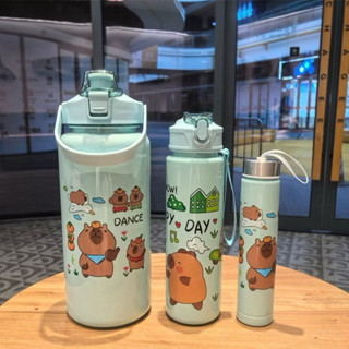 Set 3 Bình Nước Có Vạch Nhắc Nhỡ Giờ Uống 2000ML,1000ML,400ML